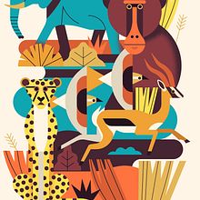 Safari Notebook Design. Un proyecto de Diseño, Ilustración digital, Ilustración tradicional e Ilustración vectorial de Owen Davey - 12.03.2020