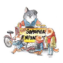 Carrito de Sopaipillas. Drawing, Traditional illustration, and Watercolor Painting project by Daniela López Marín - 04.30.2016