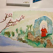 Mi Proyecto del curso: Ilustración en acuarela con influencia japonesa. Drawing, and Watercolor Painting project by moni_ - 11.06.2020