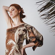 VESTIDO TRÓPICA MAXI ASIMÉTRICO UN HOMBRO VOLUMEN TEXTURA. Design, and Fashion Design project by Natalia Londoño - 06.01.2018