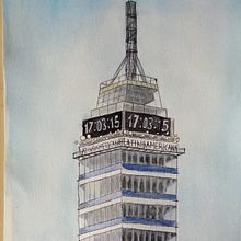 Old Mexican Skyscraper . Architecture, and Watercolor Painting project by Carlos Meza - 11.08.2020