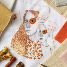 Autorretrato bordado. Embroider, Portrait Drawing, and Traditional illustration project by Yamila Yjilioff - 05.10.2020