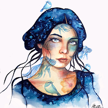 My project in Illustrated Portrait in Watercolor course. Traditional illustration project by christelfic - 11.09.2020