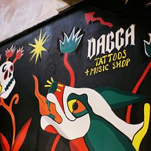 Dagga Tattoo Shop . Drawing, and Traditional illustration project by Ilse Argüero - 09.10.2020
