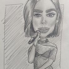 Mi Proyecto del curso: Retrato en caricatura con grafito de Dua Lipa. Pencil Drawing project by Yeison Dario Agudelo Milan - 11.12.2020