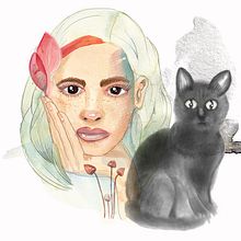 La fille et son chat. Watercolor Painting project by Costisella Anne - 11.15.2020
