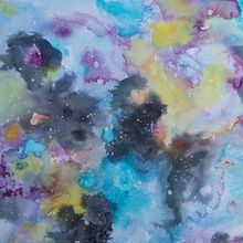 My project in Modern Watercolor Techniques course - galaxy final picture. Un proyecto de Pintura a la acuarela de Sophie Chambon - 15.11.2020