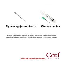 Campaña Día Internacional del Inventor para Cast Tejidos. Ein Projekt aus dem Bereich Cop, writing, Kreativität, Schrift, Content-Marketing, Erzählung, Werbung, Social Media, Stor und telling von Salvador Durbán Acién - 09.11.2020