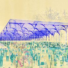 Colorful  hypostyle marketplace. Architectural Illustration, 3D Modeling, Architecture, and Collage project by Jona Jo - 07.06.2015