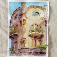 Mi primer edificio grabado en acuarelas. Un proyecto de Arquitectura de Claudia Mercedes Del Aguila Castañeda - 17.11.2020