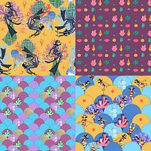 My project in Illustrated Pattern Design course. Traditional illustration, and Pattern Design project by Agne Latinyte - 09.22.2020