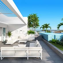 Blue Palms. Een project van 3D,  3D-modellering y Architecturale visualisatie van Gustavo Correa - 20.11.2020