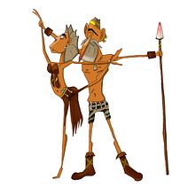 Two cavemen dancers. Traditional illustration project by Oren Gvili - 11.22.2020