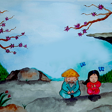 Meu projeto do curso: Ilustração em aquarela com influência japonesa. Fine Arts, and Watercolor Painting project by Bruna França - 11.22.2020