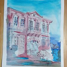 Architectural Sketch of the Ohrid Archbishopric, Ohrid, Macedonia (used to be a Medieval University) . Watercolor Painting project by bognen - 11.22.2020
