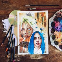 Meu projeto do curso: Retrato ilustrado em aquarela. Un proyecto de Pintura a la acuarela de Huíolla Ribeiro - 22.11.2020