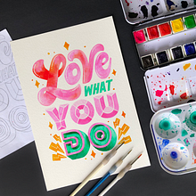 Love what you do. Un proyecto de H, lettering, Lettering y Pintura a la acuarela de Pauli Rodríguez - 23.11.2020