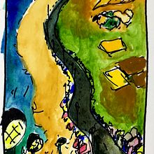 La vía a Río Chico - Ejercicio en Acuarela y Tinta China (Paisaje Vertical). Un proyecto de Dibujo, Ilustración tradicional, Ilustración con tinta y Pintura a la acuarela de Cheryl Coello - 25.11.2020