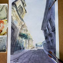 Cathedral of Porto Alegre. Architectural Illustration, Ink Illustration, Sketching, and Watercolor Painting project by Giancarlo Machado - 11.16.2020