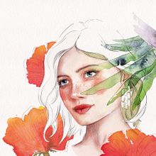 The girl and the poppies. Pintura em aquarela projeto de Julia Hoyle - 09.11.2020