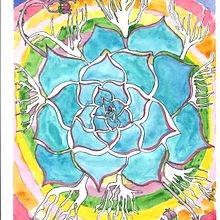 Echeveria lilacina. Watercolor Painting project by Paola Ëast - 11.26.2020