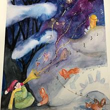 Silent night watercolor. Watercolor Painting project by grubula - 11.26.2020