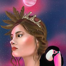 New La Femme au perroquet. Digital Drawing project by Deren Umit - 11.27.2020