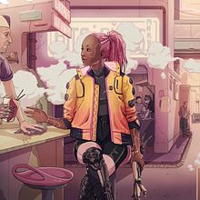 2nd place concurso oficial de ilustración de Cyberpunk 2077. Projekt z dziedziny Trad, c, jna ilustracja, Ilustracja c i frowa użytkownika Iida Kiela - 28.11.2020