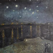 Starry Night Over the Rhone (Van Gogh). Color Theor, Creativit, Education, Music, Music Production, Oil Painting, Painting, Video, Video Editing, and YouTube Marketing project by Johnny Rouge - 09.16.2020