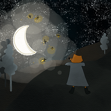A Fox Who Loved the Moon. Digital Drawing project by michellemariesharp - 11.28.2020