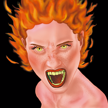 Vampira de Fogo. Projekt z dziedziny Trad, c, jna ilustracja, Ilustracja c i frowa użytkownika Lucas Angeli - 29.11.2020