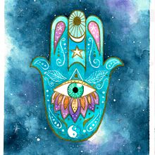Mano de Fatima . Drawing, Traditional illustration, and Watercolor Painting project by Cecilia Rodríguez Barreiro - 02.05.2021