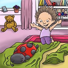 Lydia and Ladybird. Ilustração infantil, Ilustração tradicional, Design de personagens, Ilustração digital, e Desenho digital projeto de Santjie Potgieter - 29.11.2020