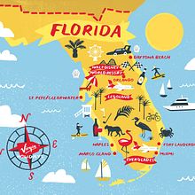 Virgin Holidays Florida Map Ein Projekt aus dem Bereich Werbung, Digitale Illustration, Editorial Illustration und Traditionelle Illustration von Melanie Chadwick - 30.04.2018
