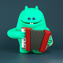 Uke & Acordeón. 3D, and 3D Character Design project by Nahuel Rogosz - 11.30.2020