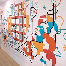 Mural Vocento. Drawing, Interior Design, Traditional illustration, Digital Illustration, and Vector Illustration project by Carlos Arrojo - 12.02.2020