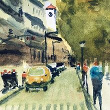 My project in Urban Landscapes in Watercolor course. Watercolor Painting, Fine Arts, and Architectural Illustration project by Orville Sentman - 11.27.2020
