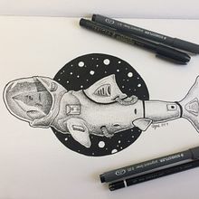 Astro Shark. Un projet de Illustration traditionnelle de Agustín Servín - 18.07.2017
