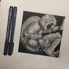 ASTRONAUTA 1. Ilustração tradicional projeto de Agustín Servín - 12.10.2017