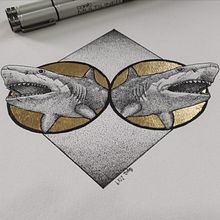 Duo Shark. Een project van Traditionele illustratie van Agustín Servín - 27.07.2019