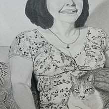MOM AND CAT. Mi Proyecto del curso: Retrato realista con lápiz de grafito. Projekt z dziedziny R, sunek ołówkiem, R, sunek realist i czn użytkownika Julián Alberto Hernández Aranzazu - 04.12.2020