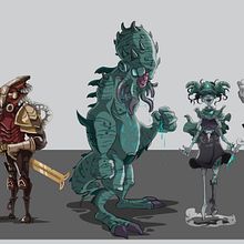 Line Up final, temática lovercraftiana! . Un proyecto de Diseño de personajes e Ilustración tradicional de Sergio Peña - 04.12.2020