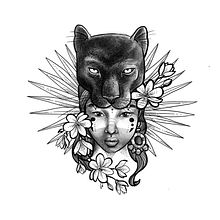 Black Panther girl. Tattoo Design project by Alexandra Langenbeck - 12.07.2020