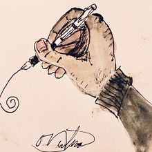 Drawing and watercolor of my hand.. Watercolor Painting project by Orville Sentman - 12.07.2020
