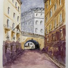 Mi Proyecto del curso: Representación arquitectónica en acuarela. Watercolor Painting project by Marina Noirdis - 12.11.2020