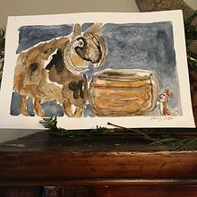 Ancient Israeli sheep and mice: A Creative Exploration course. Watercolor Painting project by Melinda Manuel - 12.13.2020