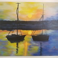 Midnight Boats. Acr, lic Painting, and Painting project by Juancarlo Diaz Cintron - 12.14.2020