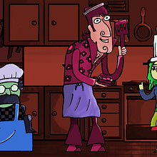 Los Tres Cocineros Ochenteros . Ilustrație tradițională de Sebastián Inca - 12.14.2020