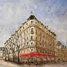 Mi Proyecto del curso: Dibujo arquitectónico con acuarela y tinta. Watercolor Painting project by Marina Noirdis - 12.14.2020