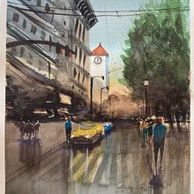 My project in Urban Landscapes in Watercolor course. Fine Arts, Watercolor Painting, and Architectural Illustration project by Luis Ferreira - 12.14.2020